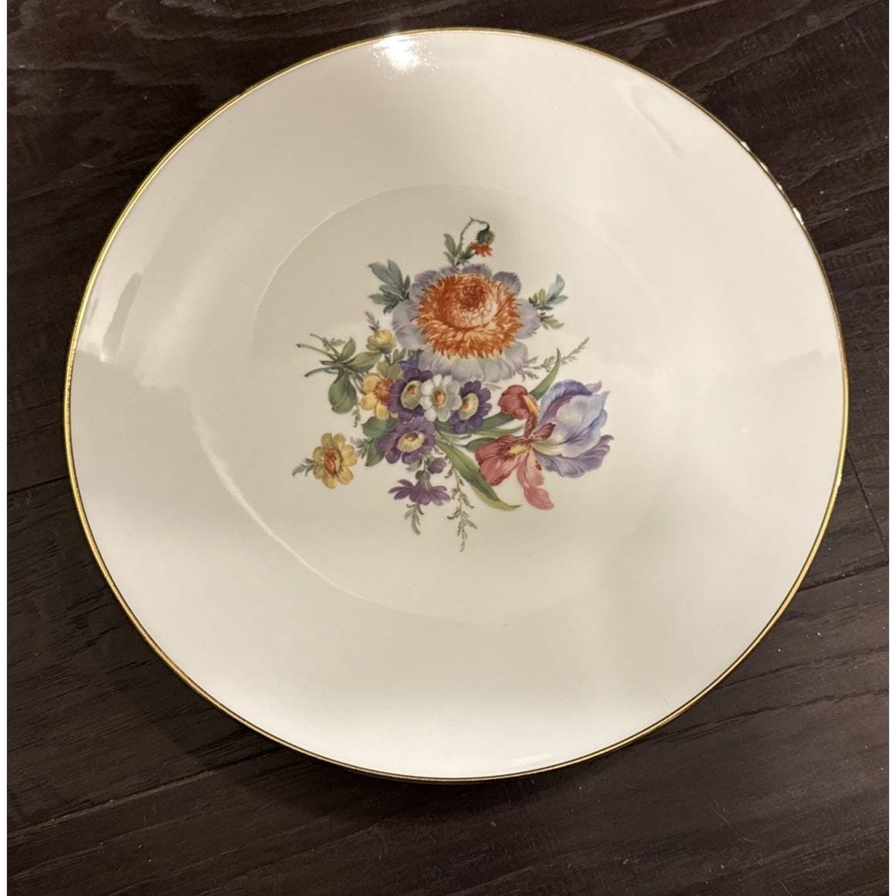 JWK Bavaria Western Germany Floral Flower Round Platter Cake Plate 12 Inch VTG